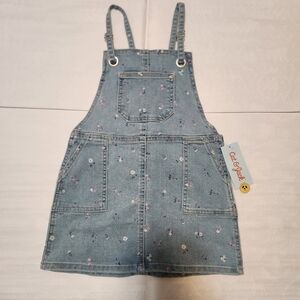 ✨️💕New Cat & Jack Denim Overall Dress with Floral Print 4/5 XS Jumper